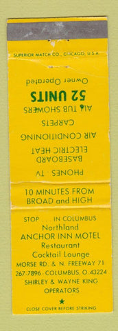 Matchbook Cover - Anchor Inn Motel Columbus OH WEAR