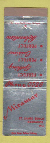Matchbook Cover - Miramar St James Beach Barbados West Indies