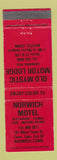 Matchbook Cover - Old Mystic Motor Lodge Mystic CT Norwich CT Motel RED