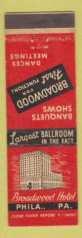 Matchbook Cover - Broadwood Hotel Philadelphia PA