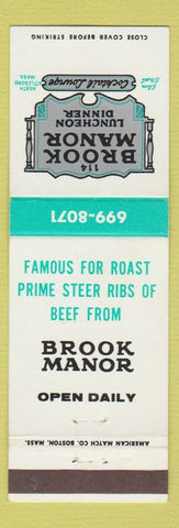Matchbook Cover - Brook Manor Rstaurant North Attleboro MA