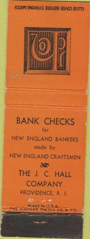 Matchbook Cover - JC Hall Co Providence RI Bank Checks