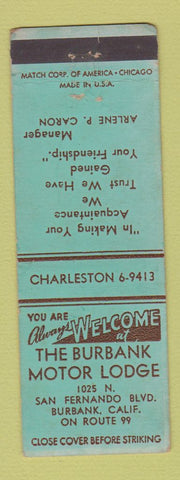 Matchbook Cover - Burbank Motor Lodge Burbank CA