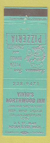 Matchbook Cover - Vivio's Northwood Inn Italian Pizza Indian River MI TEAL
