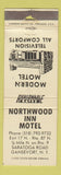 Matchbook Cover - Northwood Inn otel Ganesvort NY POOR STRIKER YELLOW