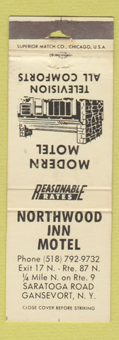 Matchbook Cover - Northwood Inn otel Ganesvort NY POOR STRIKER YELLOW