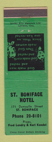Matchbook Cover - St Boniface Hotel Winnipeg MB WEAR