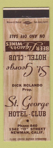 Matchbook Cover - St George Hotel Club Newman CA