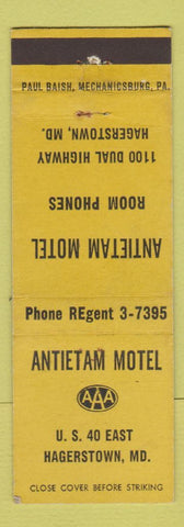 Matchbook Cover - Antietam Motel Hagerstown MD