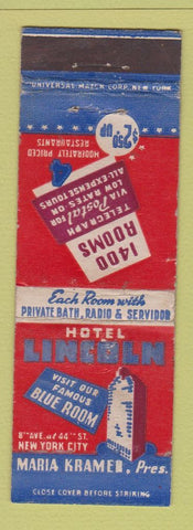 Matchbook Cover - Hotel Lincoln New York City