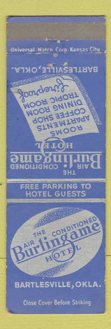 Matchbook Cover - Burlingame Hotel Barlesville OK