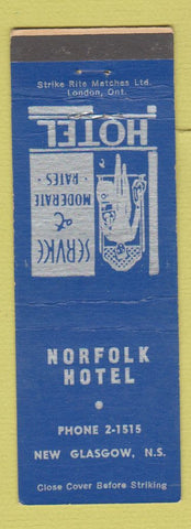 Matchbook Cover - Norfolk Hotel New Glasgow NS