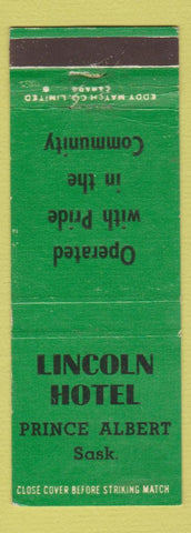 Matchbook Cover - Lincoln Hotel Prince Albert SK