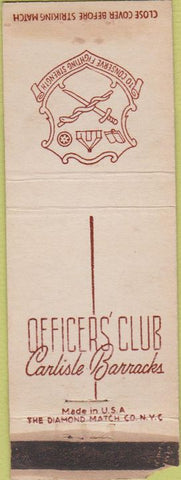 Matchbook Cover - Officers' Club Carlisle Barracks WORN