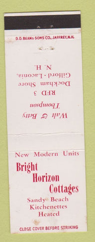 Matchbook Cover - Bright Horizon Cottages Sandy Beach Gilford Laconia NH DD Bean