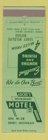 Matchbook Cover - Locke's Restaurant Motel Seney MI