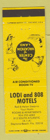Matchbook Cover - Lodi and 808 Motels Daytona Beach FL WEAR