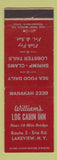 Matchbook Cover - William's Log Cabin Inn Lakeview NY