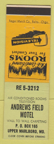 Matchbook Cover - Andrews Field Motel Upper Marlboro MD