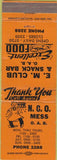 Matchbook Cover - Oakland Army Base? NCO Snack Bar orange WEAR