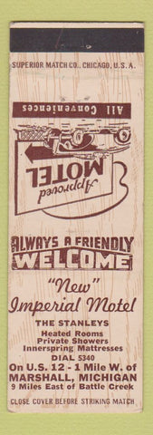 Matchbook Cover - New Imperial Motel Marshall MI