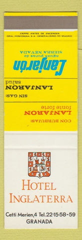 Matchbook Cover - Hotel Inglaterra Granada SAMPLE