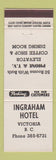 Matchbook Cover - Ingraham Hotel Victoria BC #1