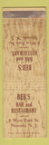 Matchbook Cover - Beb's Bar and Restaurant Newark NJ