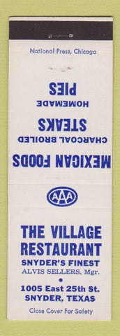 Matchbook Cover - Village Restaurant Snyder TX