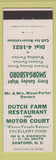Matchbook Cover - Dutch Farm Restaurant Motor Court Sanford NC