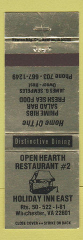 Matchbook Cover - Open Hearth Restaurant Holiday Inn East Winchester VA