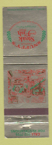 Matchbook Cover - Snuffy's Steak and Fish House Scotch Plains NY