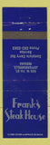 Matchbook Cover - Frank's Steak House Jeffersonville IN