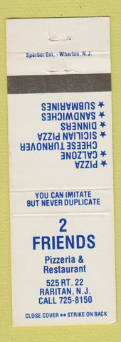 Matchbook Cover - 2 Friends Pizza Restaurant Raritan NJ