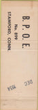 Matchbook Cover - Elks Lodge STamford CT Christmas