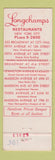 Matchbook Cover - Longchamps Restaurants New York City