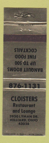 Matchbook Cover - Cloisters Restaurant Hilliard OH
