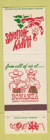Matchbook Cover - Bonanza Family Restaurants Christmas