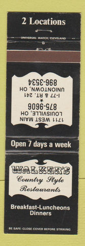 Matchbook Cover - Walker's County Style Restaurants Louisville Uniontown OH