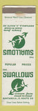 Matchbook Cover - Swallows Ashtabula OH WEAR