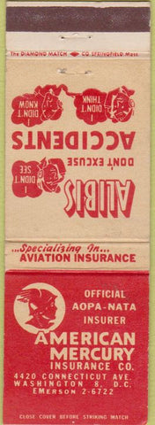 Matchbook Cover - American Mercury Insurance Washington DC