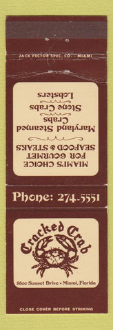 Matchbook Cover - Cracked Crab Restaurant Miami FL WEAR