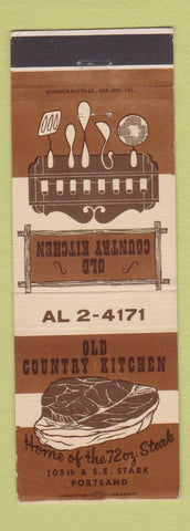 Matchbook Cover - Old Country Kitchen 72 oz Steak Portland OR