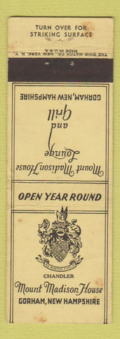 Matchbook Cover - Mount Madison House Gorham NH WEAR