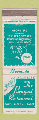 Matchbook Cover - Paraquet Restaurant Paget Bermuda WORN