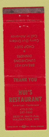 Matchbook Cover - Hui's Restaurant Wauwatosa WI WEAR