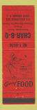 Matchbook Cover - Char B Q BBQ West Orange NJ