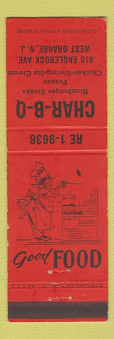 Matchbook Cover - Char B Q BBQ West Orange NJ