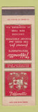 Matchbook Cover - Toffenetti Restaurant St Petersburg FL Chicago New York City
