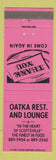 Matchbook Cover - Oatka Restaurant Lounge Scottsville